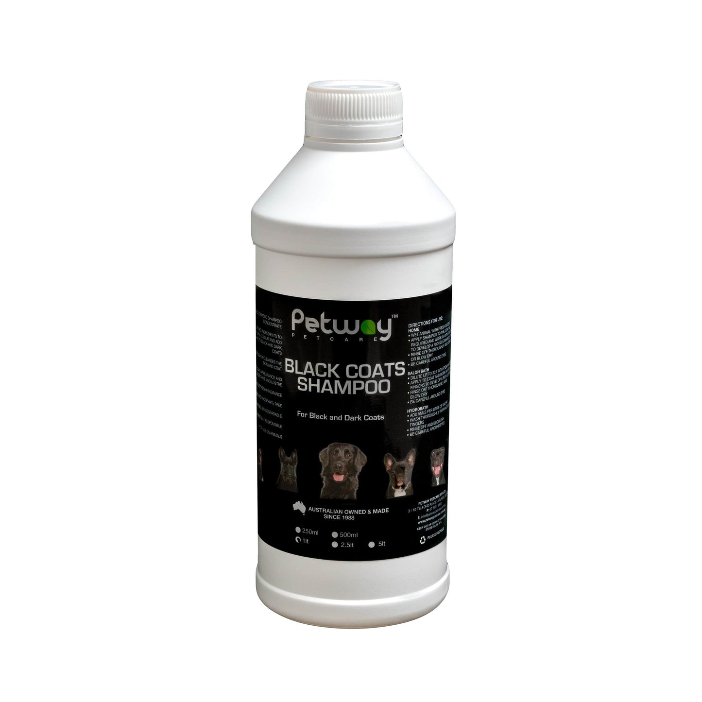 Petway Petcare Black Coats Shampoo - Assorted Sizes (WH)