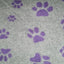 Vet Bed - Rubber Backed - Grey with Purple Designer Paws
