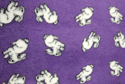 Vet Bed - Rubber Backed - Cute Rabbit Designer - Purple
