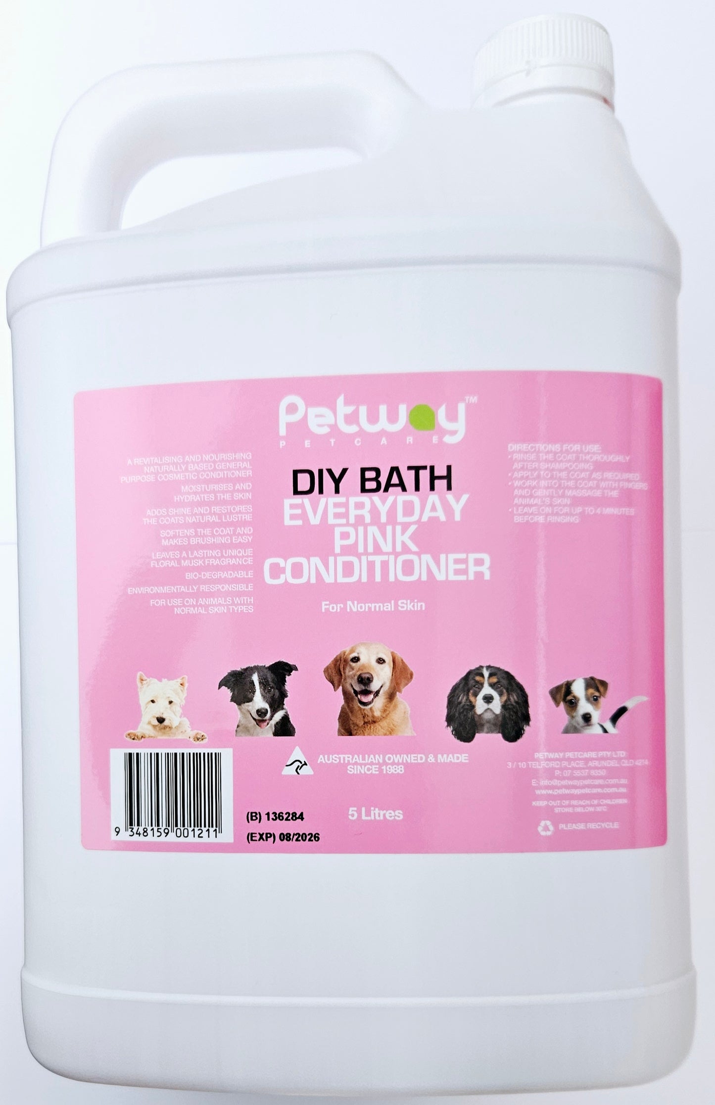 Petway Petcare DIY Bath Everyday Pink Conditioner for Normal Skin - 5 Litres (WH)