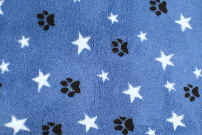 Vet Bed - Rubber Backed - Blue with White Stars and Black Paws