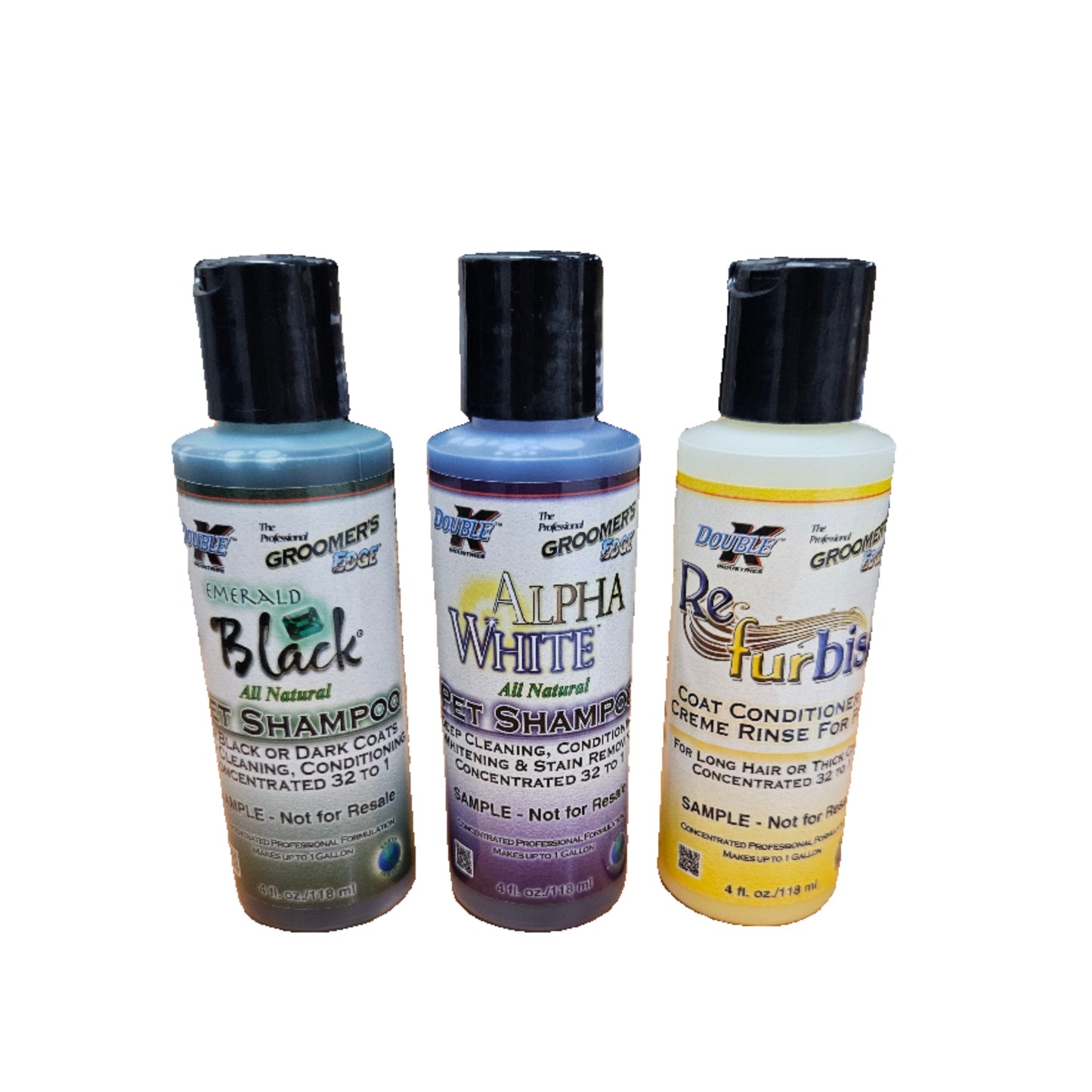 PACK 1 - Double K Groomer's Edge Sample Packs - 4oz Bottles - Assorted - SPECIAL (ND)