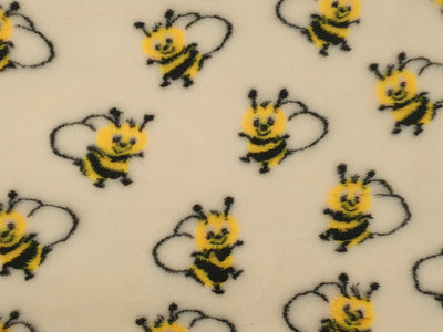Vet Bed - Rubber Backed - Cream with Yellow and Black Fuzzy Bumblebee