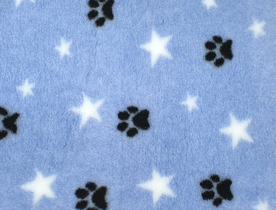 Vet Bed - Green Backed - Light Blue with White Stars and Black Paws