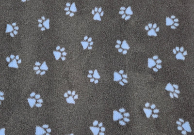 Vet Bed - Green Backed - Charcoal with Light Blue Paws