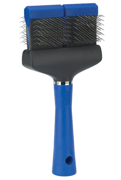 Top Performance Master Grooming Tools - Flexible Slicker Brush – Double/Extra Firm - Blue