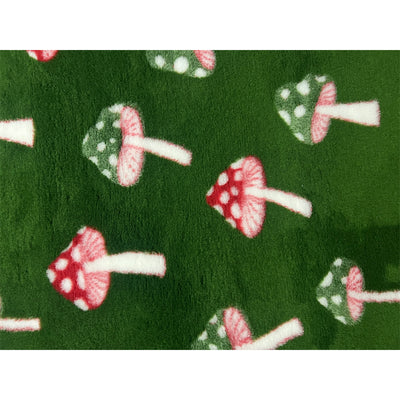 Vet Bed - Rubber Backed - Green, Red and White Toadstool