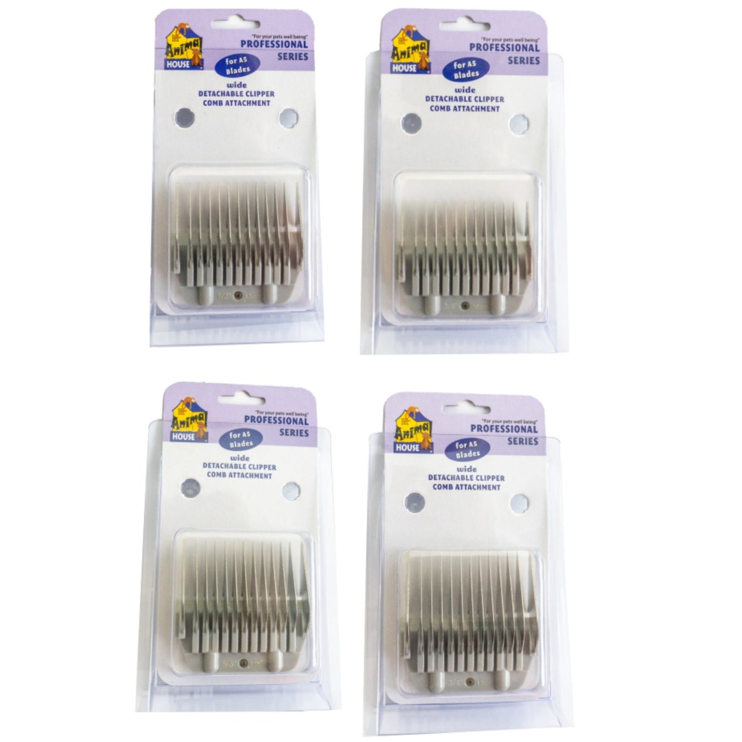 Animal House Prof. Series Metal Detachable Clipper Comb Attachments Set – WIDE - SPECIAL (ND)