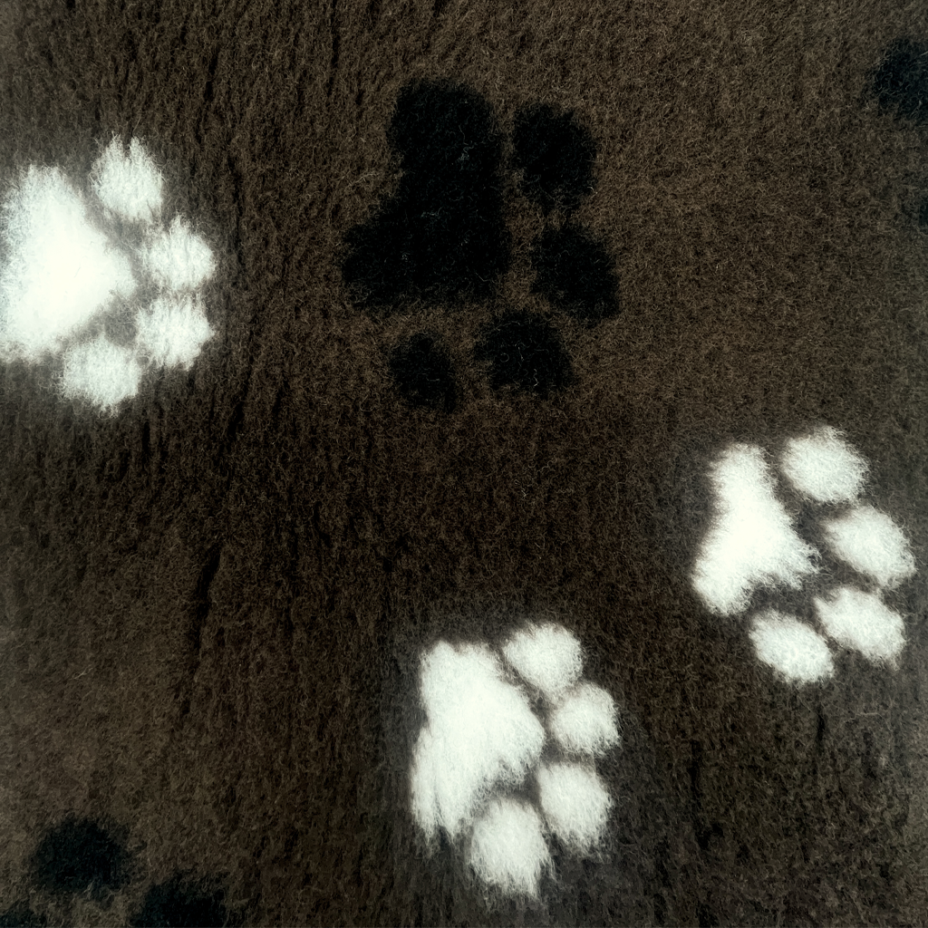 Vet Bed - Rubber Backed - Chocolate Black and White Paws