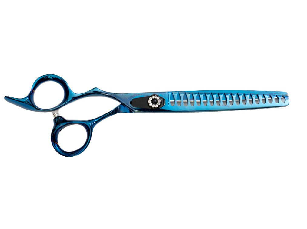 ANIMAL HOUSE PROFESSIONAL SERIES SHEAR - 7" SINGLE SIDED 18 TOOTH THINNING (BLENDER) SHEAR - BLUE (LEFT HANDED)