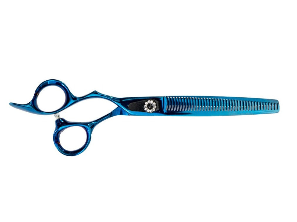 ANIMAL HOUSE PROFESSIONAL SERIES SHEAR - 7" SINGLE SIDED 40 TOOTH THINNING SHEAR- BLUE (LEFT HANDED)