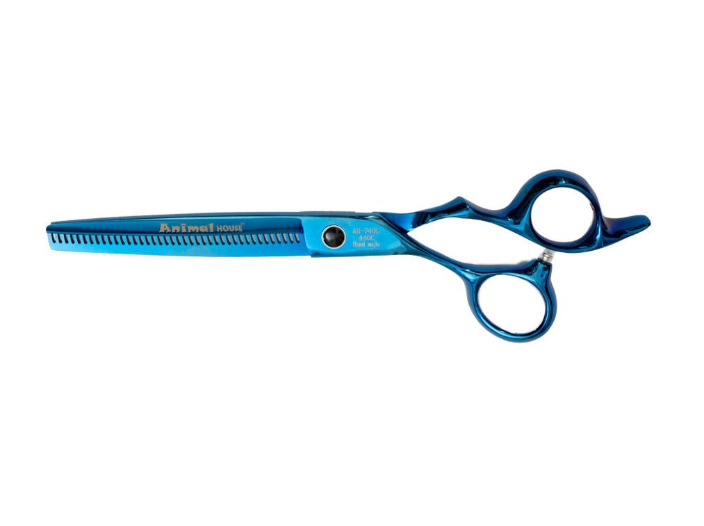 ANIMAL HOUSE PROFESSIONAL SERIES SHEAR - 7" SINGLE SIDED 40 TOOTH THINNING SHEAR- BLUE (LEFT HANDED)