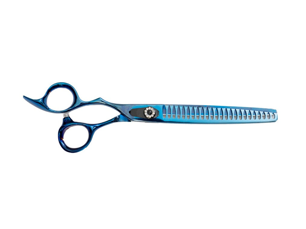 ANIMAL HOUSE PROFESSIONAL SERIES SHEAR - 8" SINGLE SIDED 24 TOOTH THINNING (BLENDER) SHEAR - BLUE (LEFT HANDED)