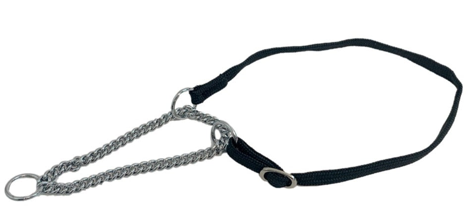Animal House Half Check Nylon Martingale Show Collar – Black