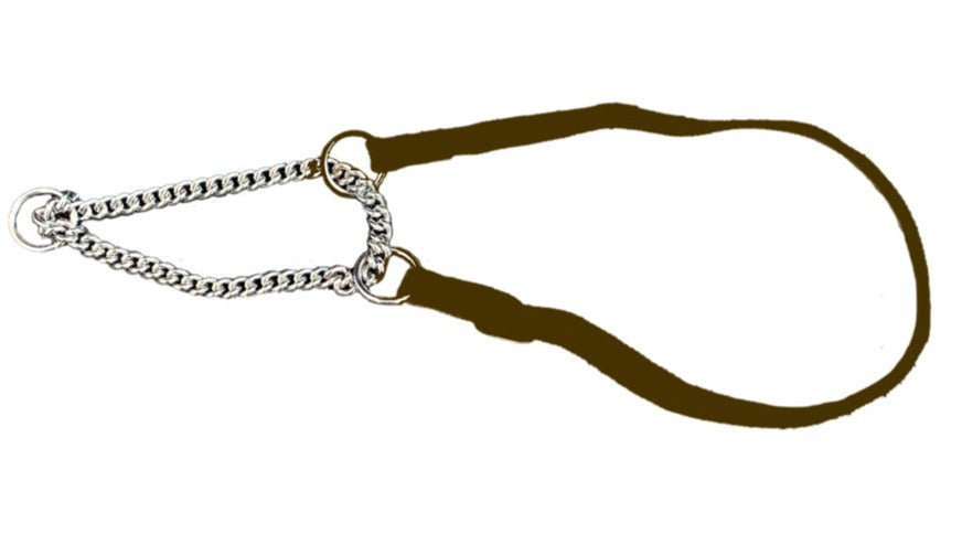 Animal House Half Check Nylon Martingale Show Collar – Brown
