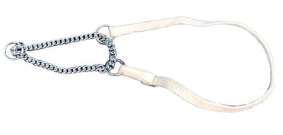 Animal House Half Check Nylon Martingale Show Collar – White