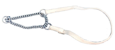 Animal House Half Check Nylon Martingale Show Collar – White