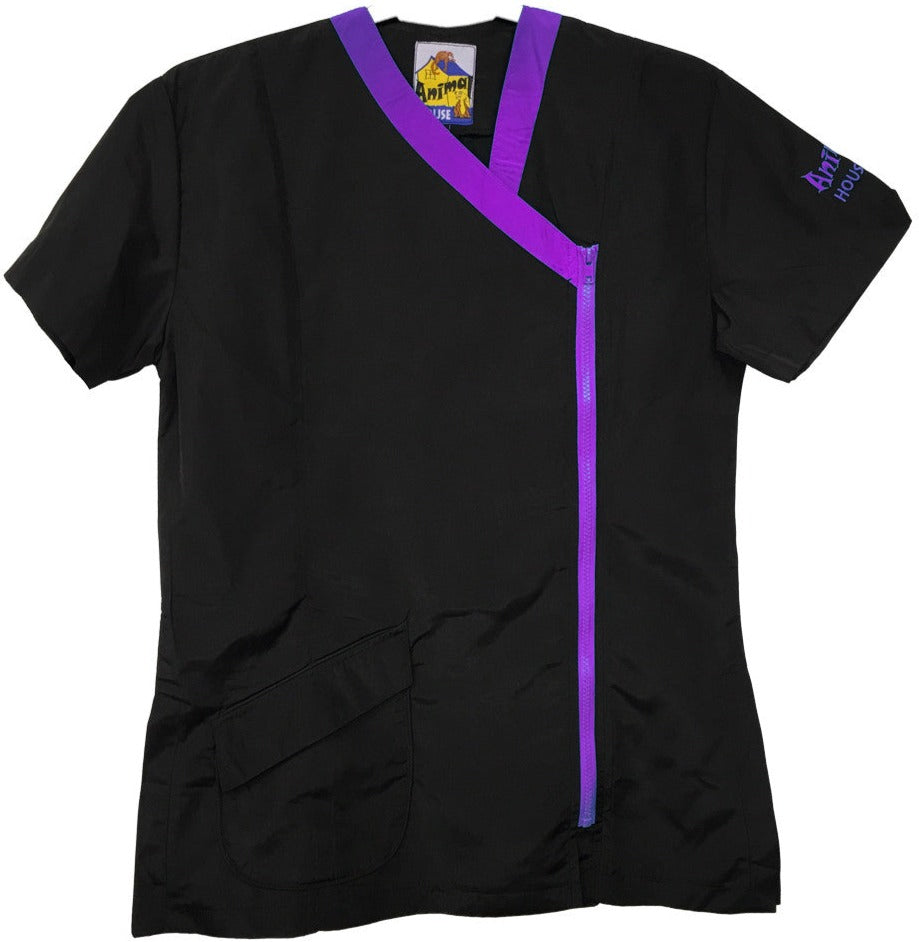 Animal House Grooming Jacket - Black with Purple Trim