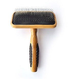 BASS SLICKER BRUSH MEDIUM (FIRM PIN) - 100% BAMBOO HANDLE (A20)