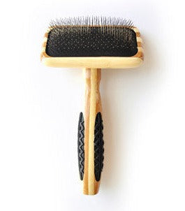 BASS SLICKER BRUSH SMALL (FIRM PIN) - 100% BAMBOO HANDLE (A21)