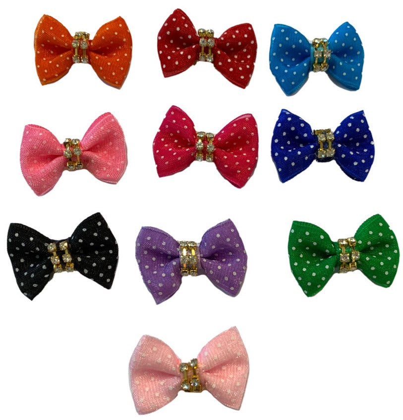 Bows with Polka Dots and Diamantes – 50 Pack