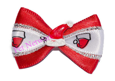 CHRISTMAS BOWS WITH SANTA HAT - PK/50