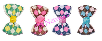 BOWS WITH DIAMOND DESIGN - 4 ASSORTED COLOURS - PK/50