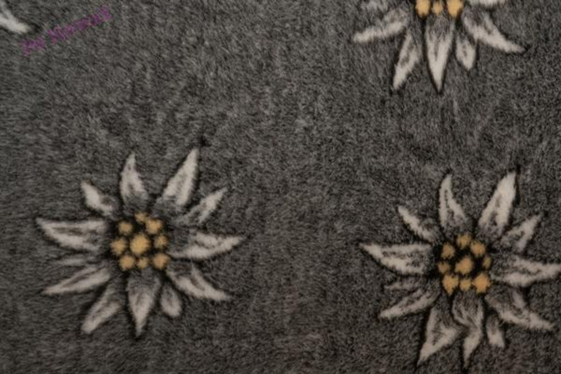 Vet Bed - Green Backed - Edelweiss Flower Design (Charcoal)