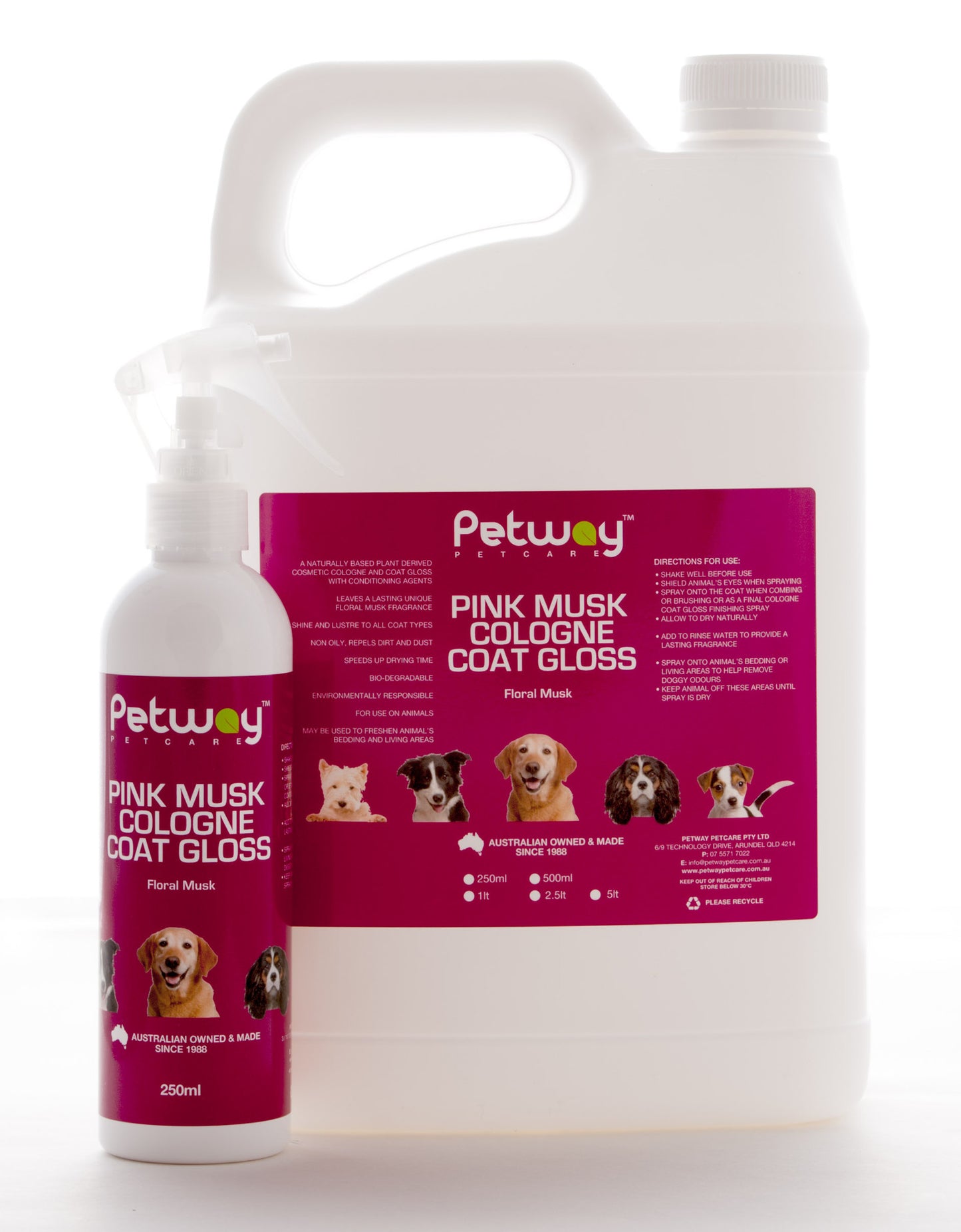 Petway Petcare Pink Musk Cologne Coat Gloss - Assorted Sizes (WH)