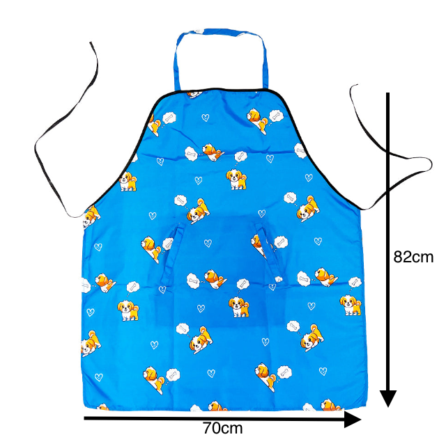 Grooming Apron - Waterproof - Blue with Puppy Dreaming of Bones