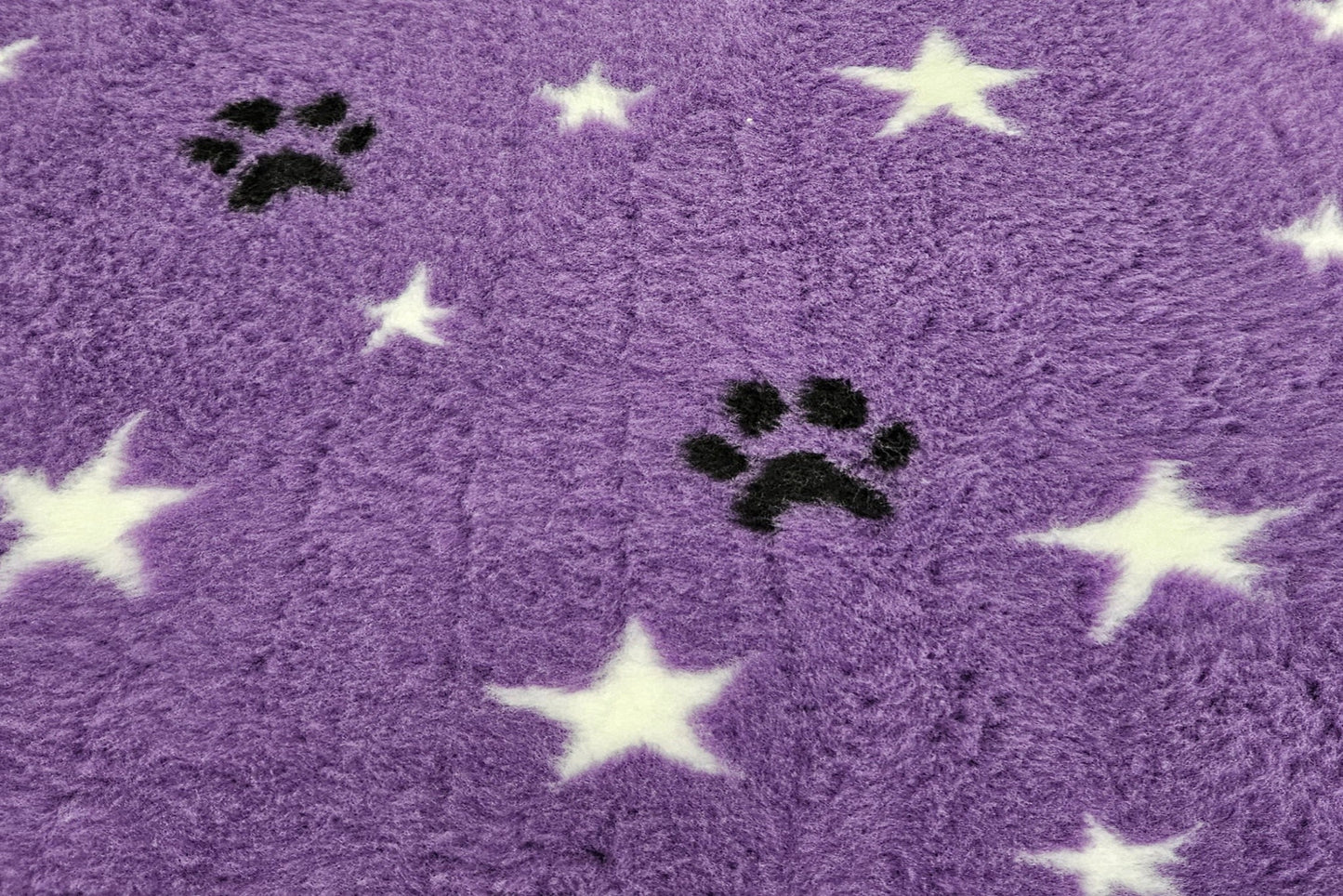 Vet Bed - No Backing - Purple with White Stars and Black Paws