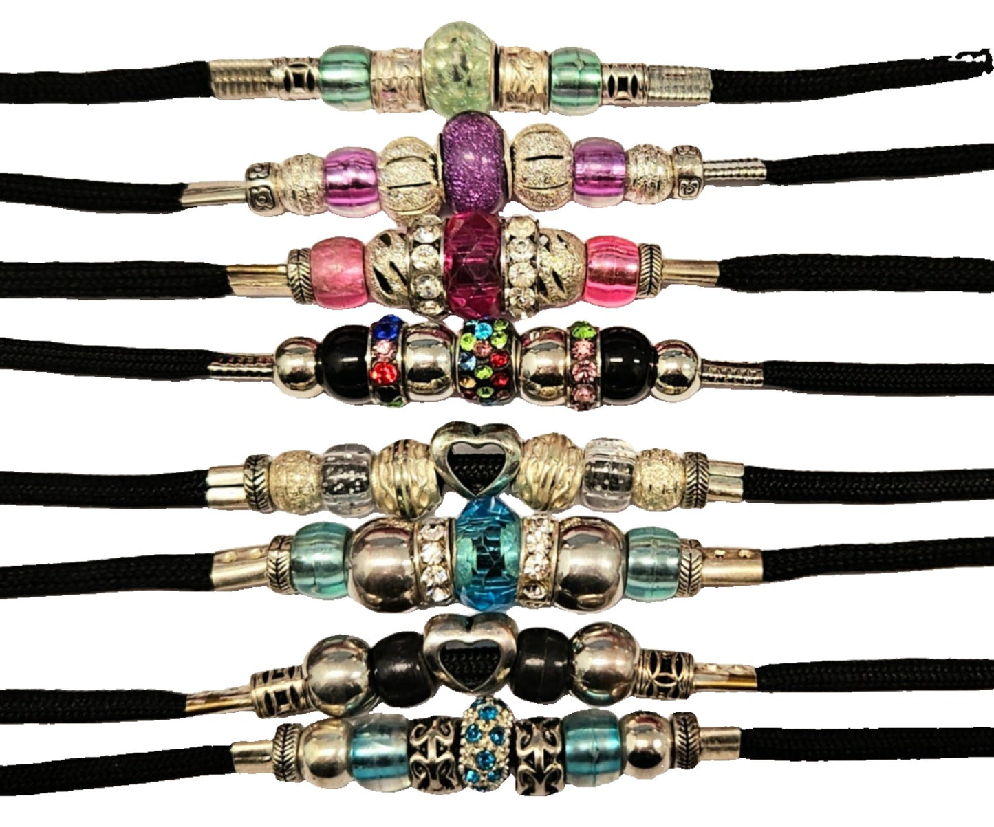 Paracord Tie on Lead with Bling Details - 85cm - Assorted Colours