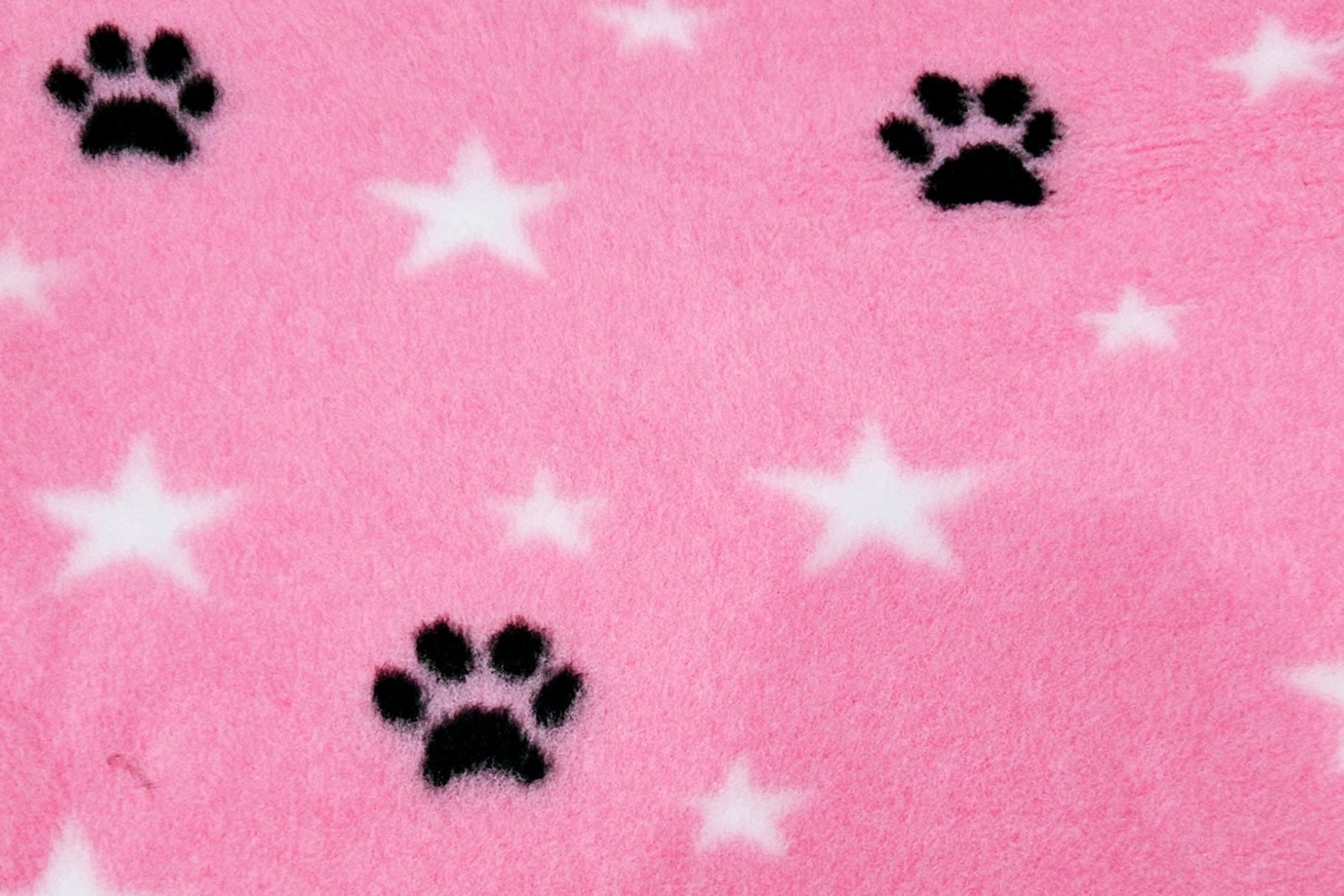Vet Bed - Rubber Backed - Pink with White Stars and Black Paws