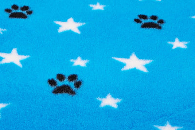 Vet Bed - No Backing - Teal with White Stars and Black Paws