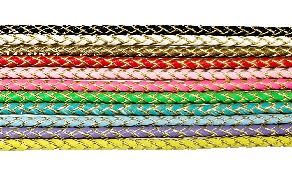 Faux Plaited Leather Tie on Show Lead - 70cm - Assorted Colours