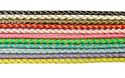 Faux Plaited Leather Tie on Show Lead - 70cm - Assorted Colours