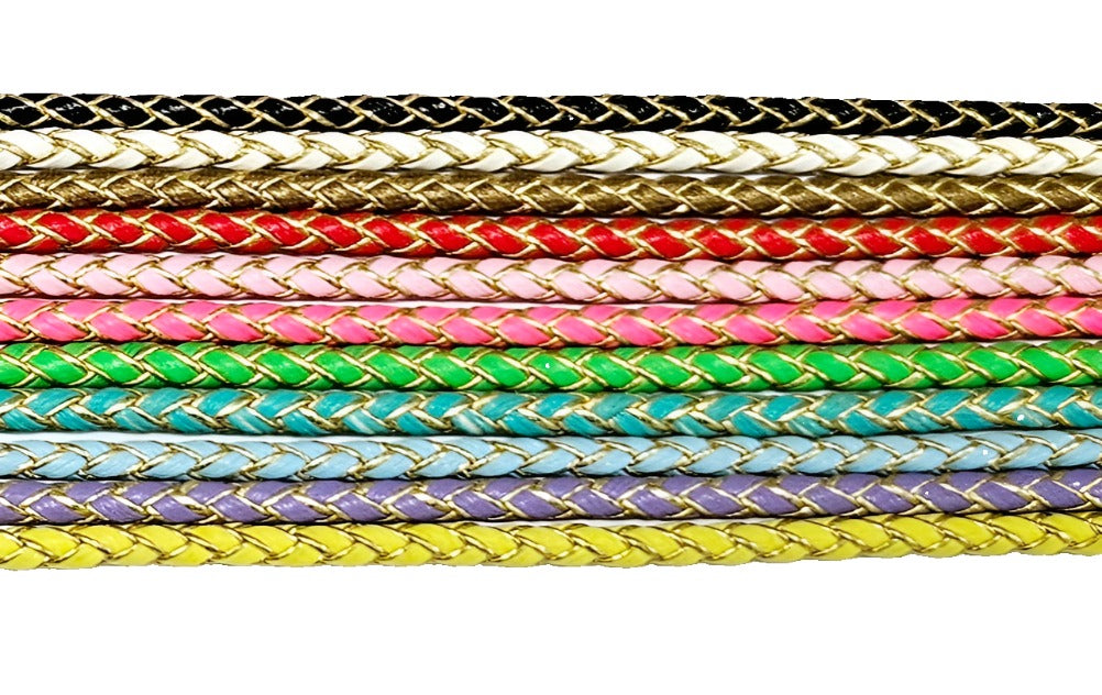 Faux Plaited Leather Tie on Show Lead - 95cm - Assorted Colours