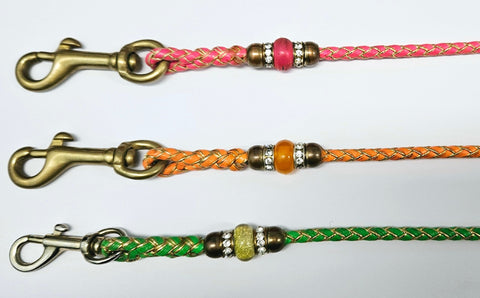Faux Plaited Leather Bling Show Clip Lead - Assorted Colours & Lengths