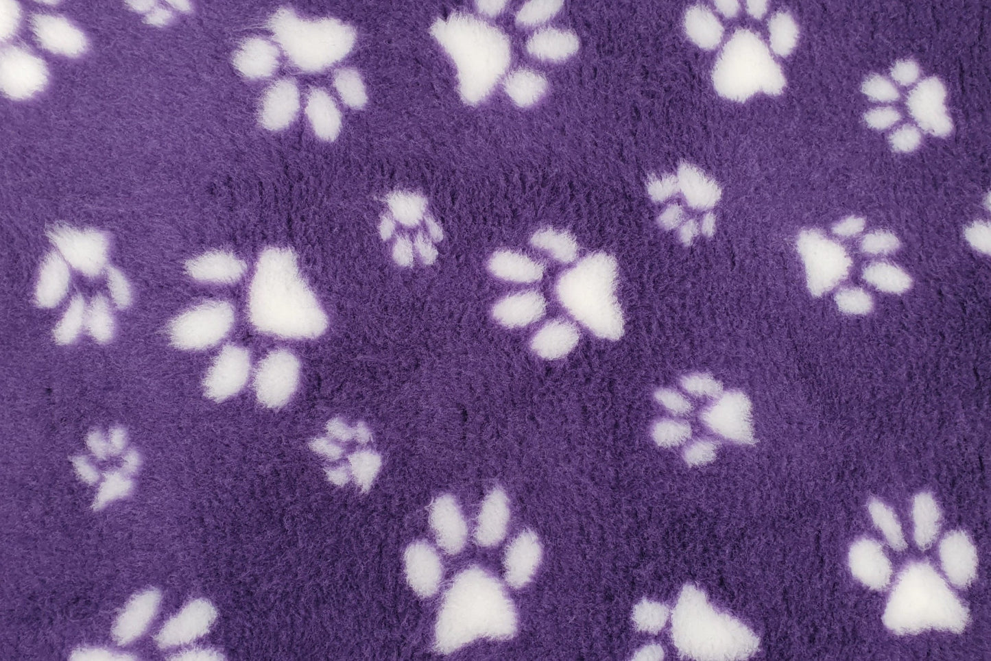 Vet Bed - Rubber Backed - Purple with White Designer Paws