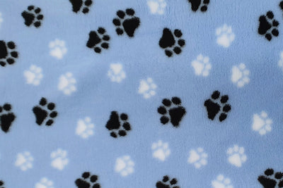 Vet Bed - Green Backed - Light Blue with Black and White Paws