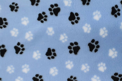Vet Bed - Rubber Backed - Light Blue with Black and White Paws
