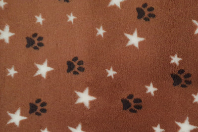 Vet Bed - Green Backed - Chocolate Brown with White Stars and Black Paws