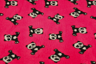 Vet Bed - Rubber Backed - Cerise with Black and White Panda