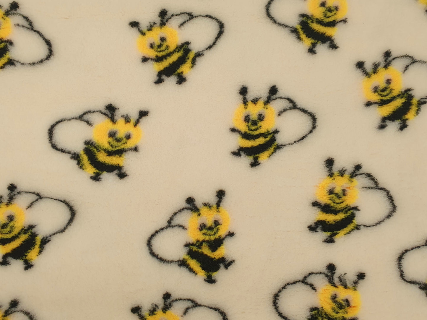 Vet Bed - Rubber Backed - Cream with Yellow and Black Fuzzy Bumblebee