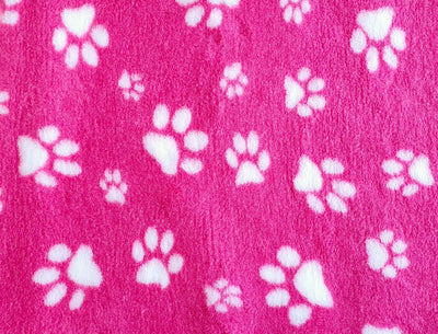 Vet Bed - Rubber Backed - Cerise with White Designer Paws