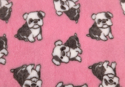 Vet Bed - Rubber Backed - Bulldog Puppy - Pink