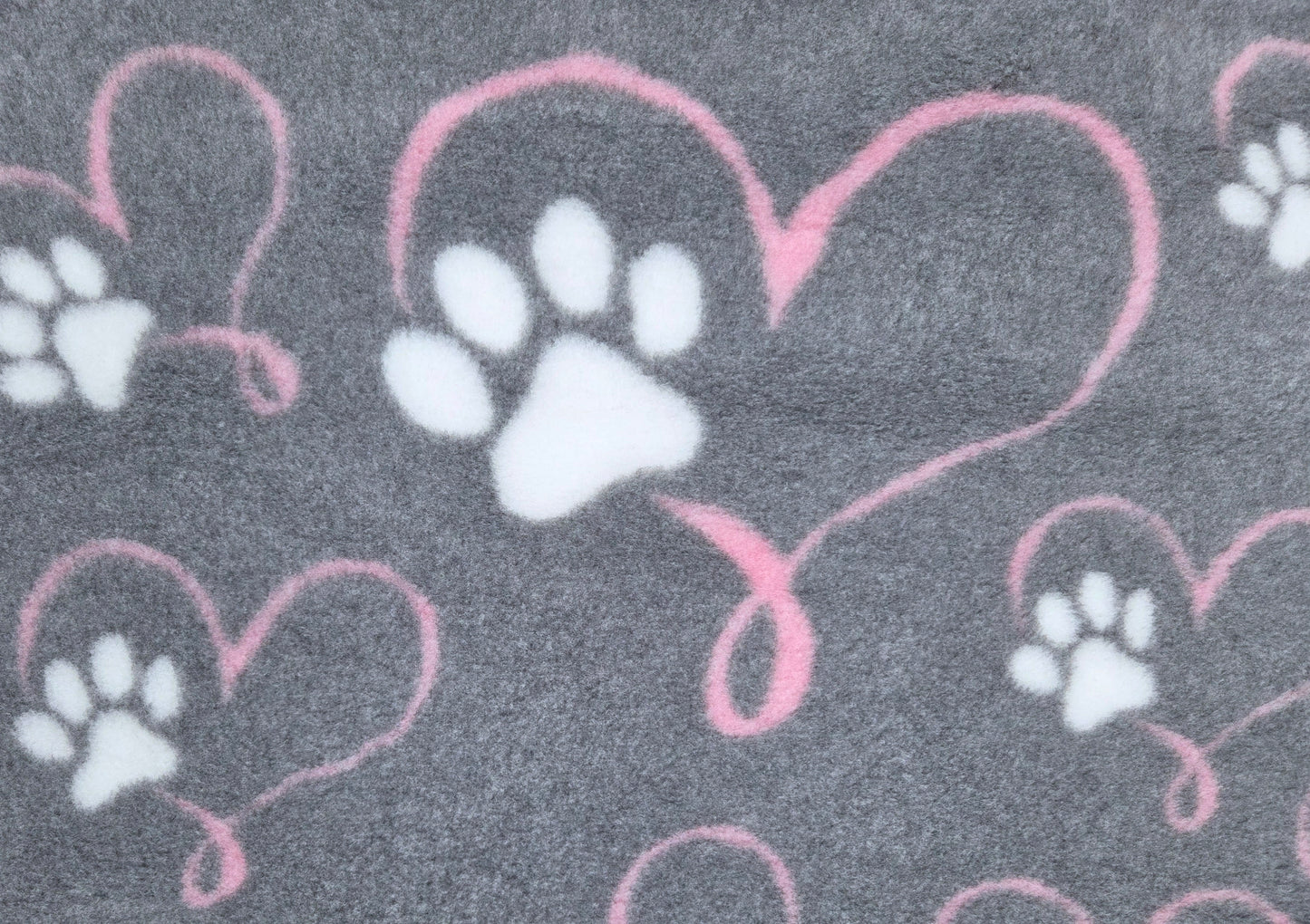 Vet Bed - No Backing - Grey with Pink Love Hearts and White Paws
