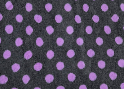 Vet Bed - Rubber Backed - Charcoal with Purple Polka Dots