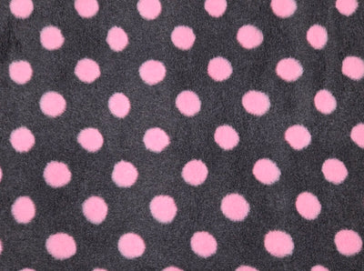 Vet Bed - Rubber Backed - Charcoal with Pink Polka Dots