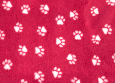 Vet Bed - Rubber Backed - Cerise with White Paws